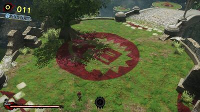 Using Common_dpnm to overlay a red color over a ground texture using the Hedgedocs logo
