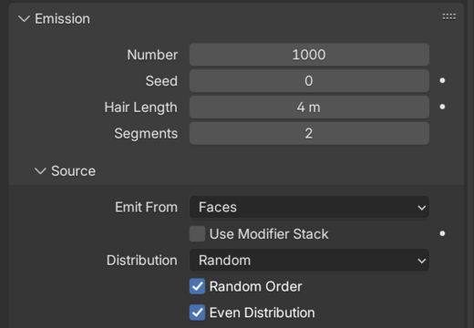 Take note here that "Hair Length" is 4 metres, only use this value for previewing!